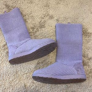 Light purple lavender glitter knit boots